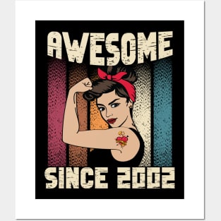 Awesome since 2002,20th Birthday Gift women 20 years old Birthday Posters and Art